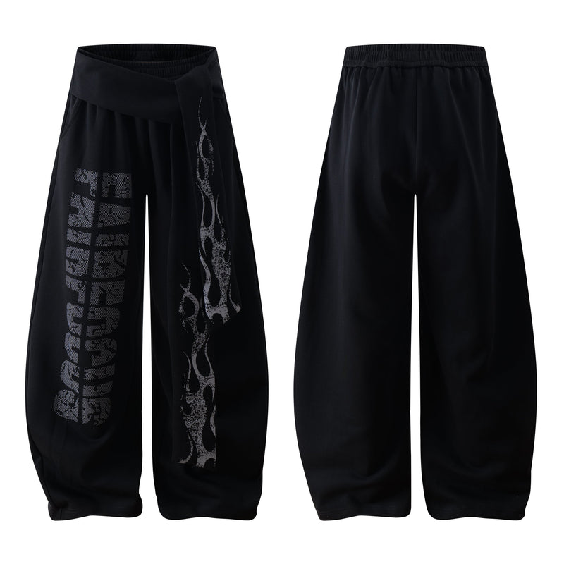 Fairfocus Flame Wrap Wide-Leg Pants | Streetwear Joggers