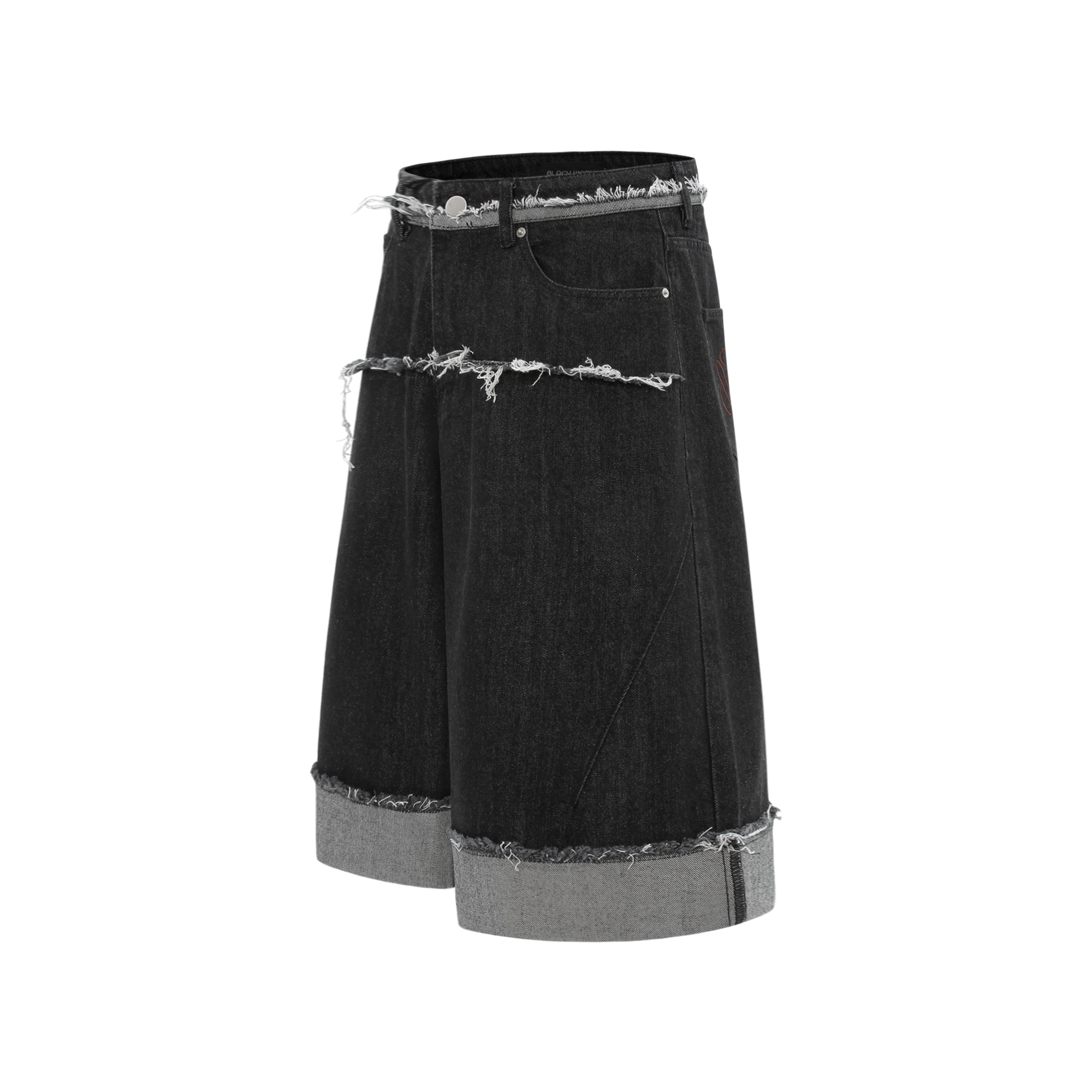 Omirad Distressed Wide-Leg Denim Shorts | Raw Hem Cuffed