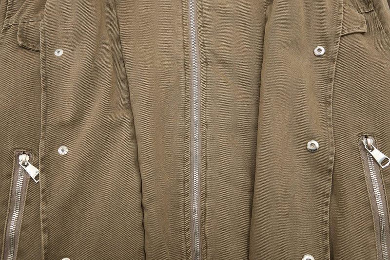 Omirad Layered Utility Bomber Jacket with Faux Fur Collar