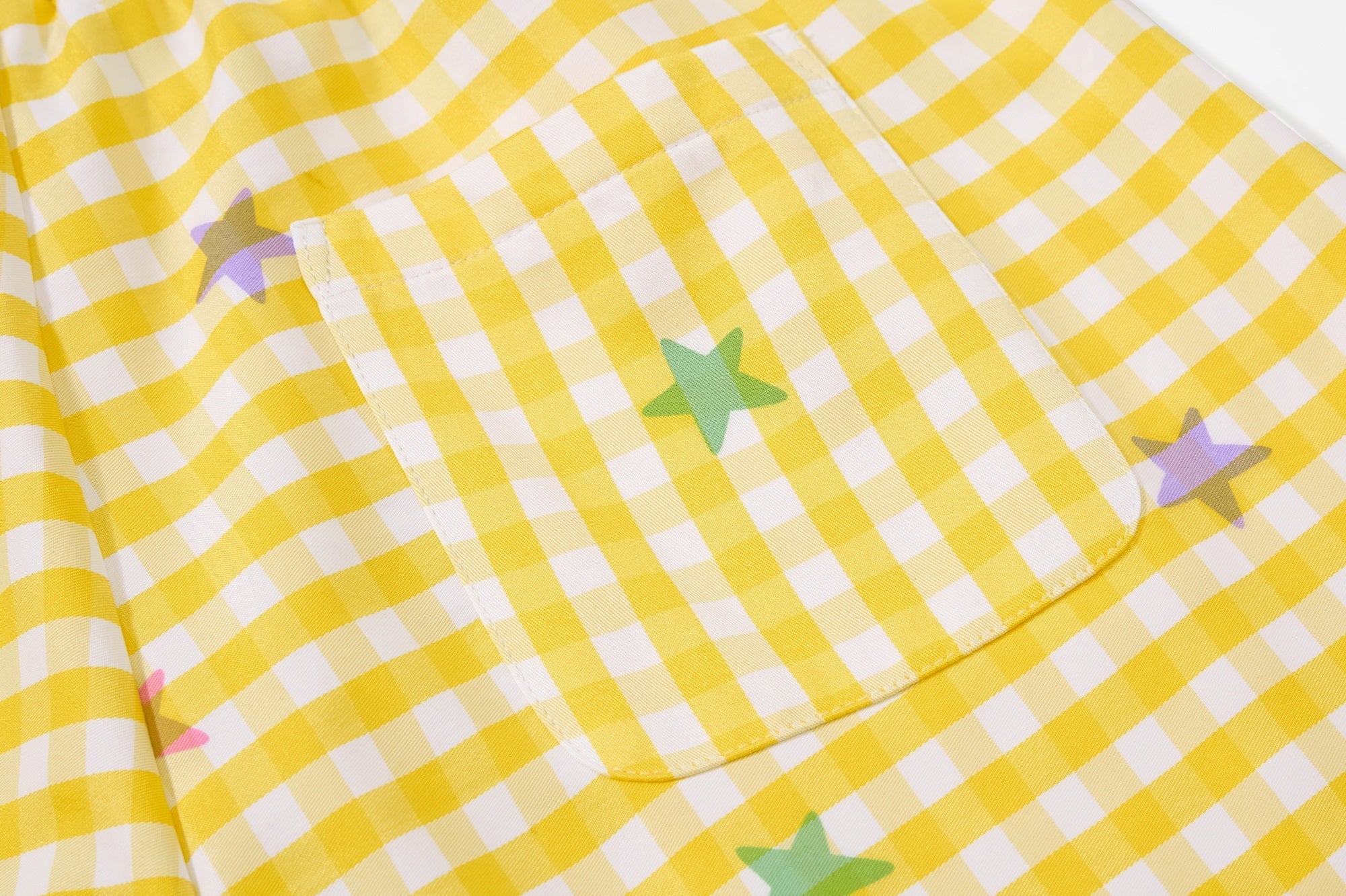 Pastel Gingham Balloon Pants | Y2K Wide-Leg Star Print