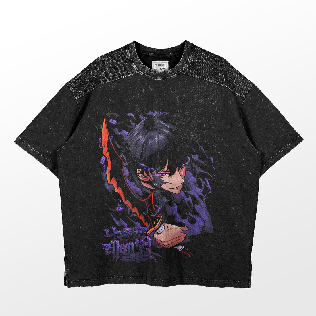 Vintage Solo Leveling Anime Graphic Tee - Shadow Monarch with Dagger Design | Premium Quality Shirt