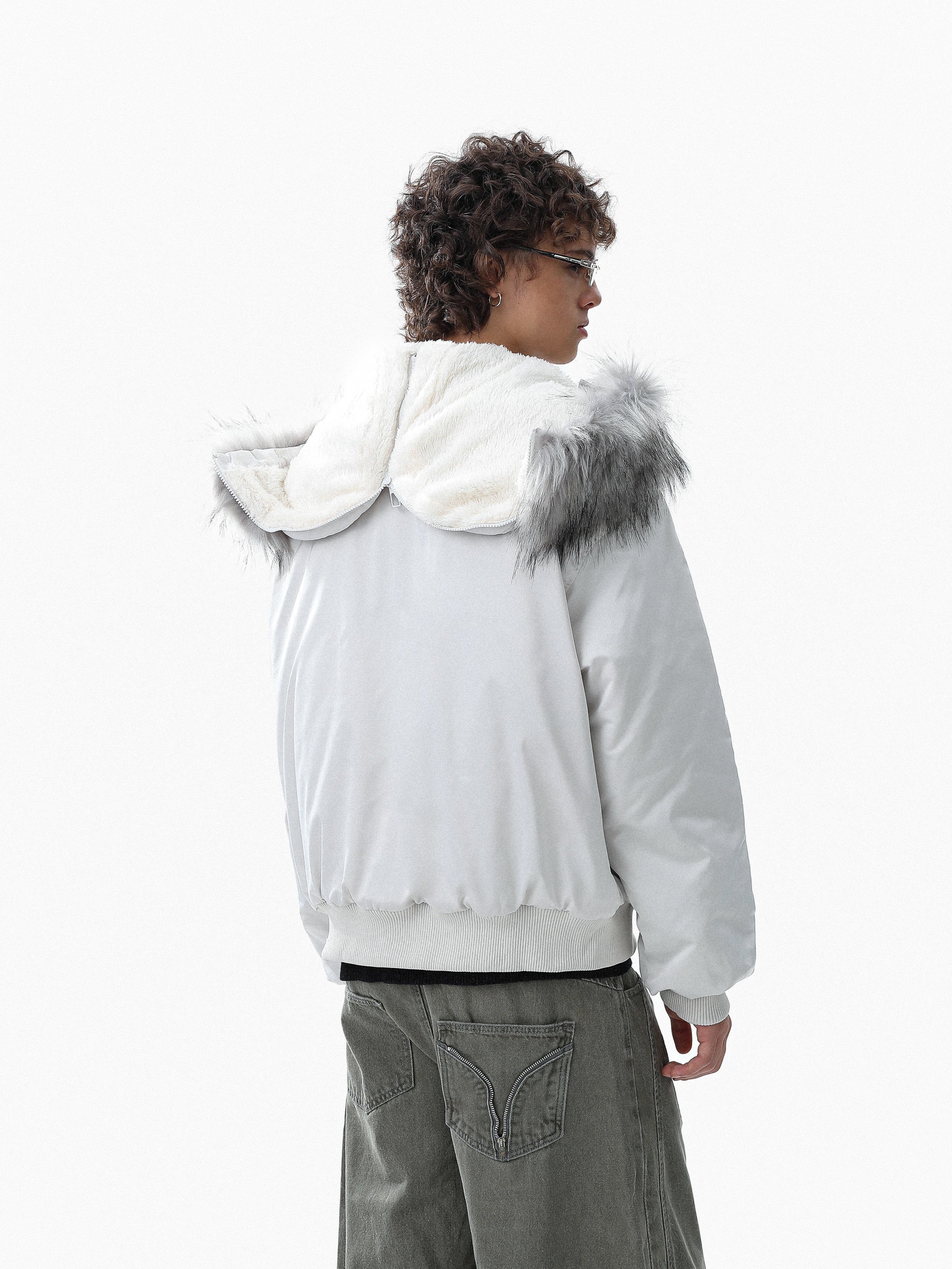 Faux Fur Trim Padded Bomber Jacket | Cropped Winter Coat