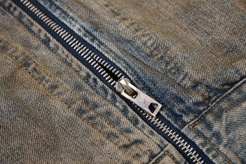 Omirad Vintage Distressed Denim Jacket | Washed Cropped Fit