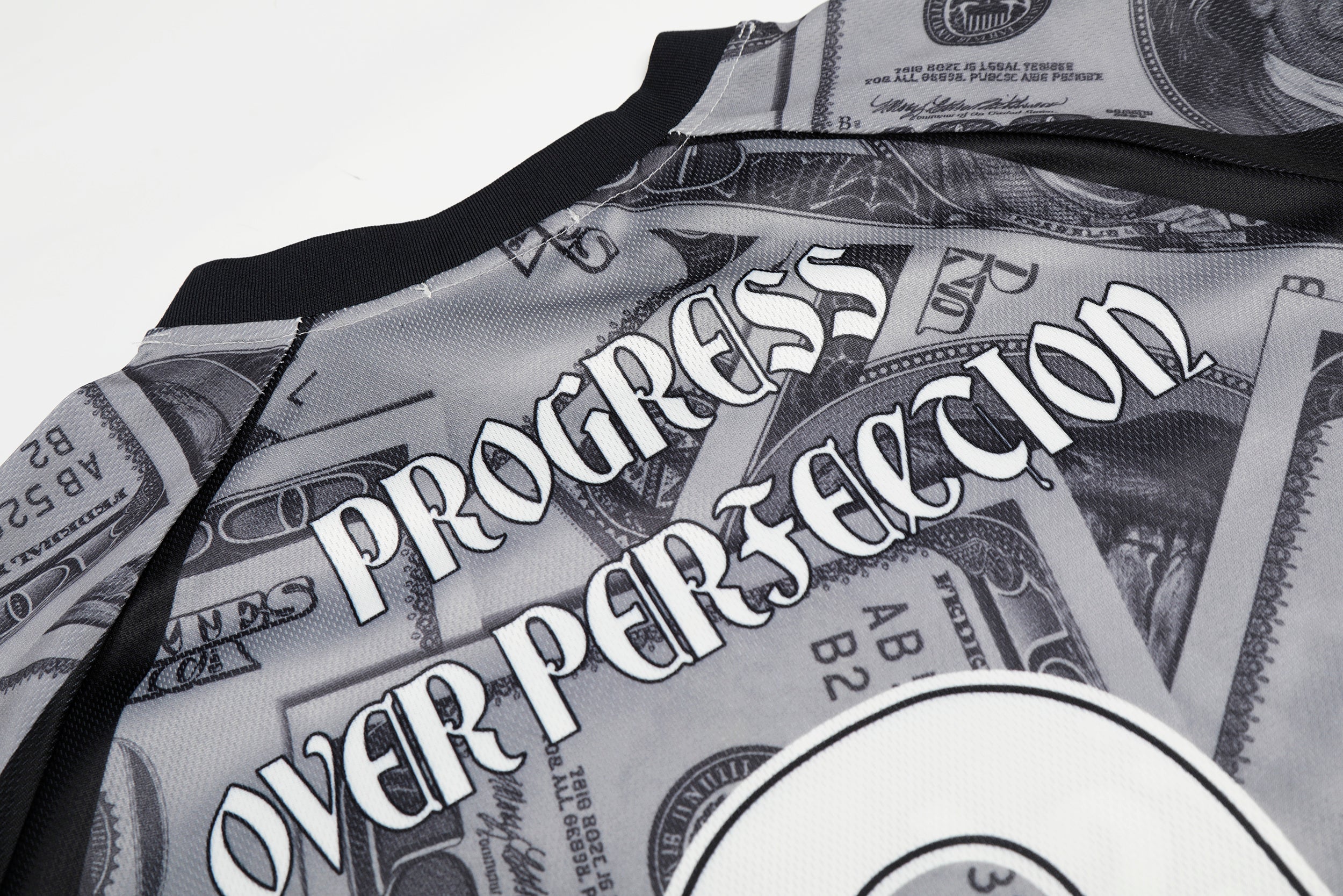 Dollar Bill Print Mesh Football Jersey | Streetwear