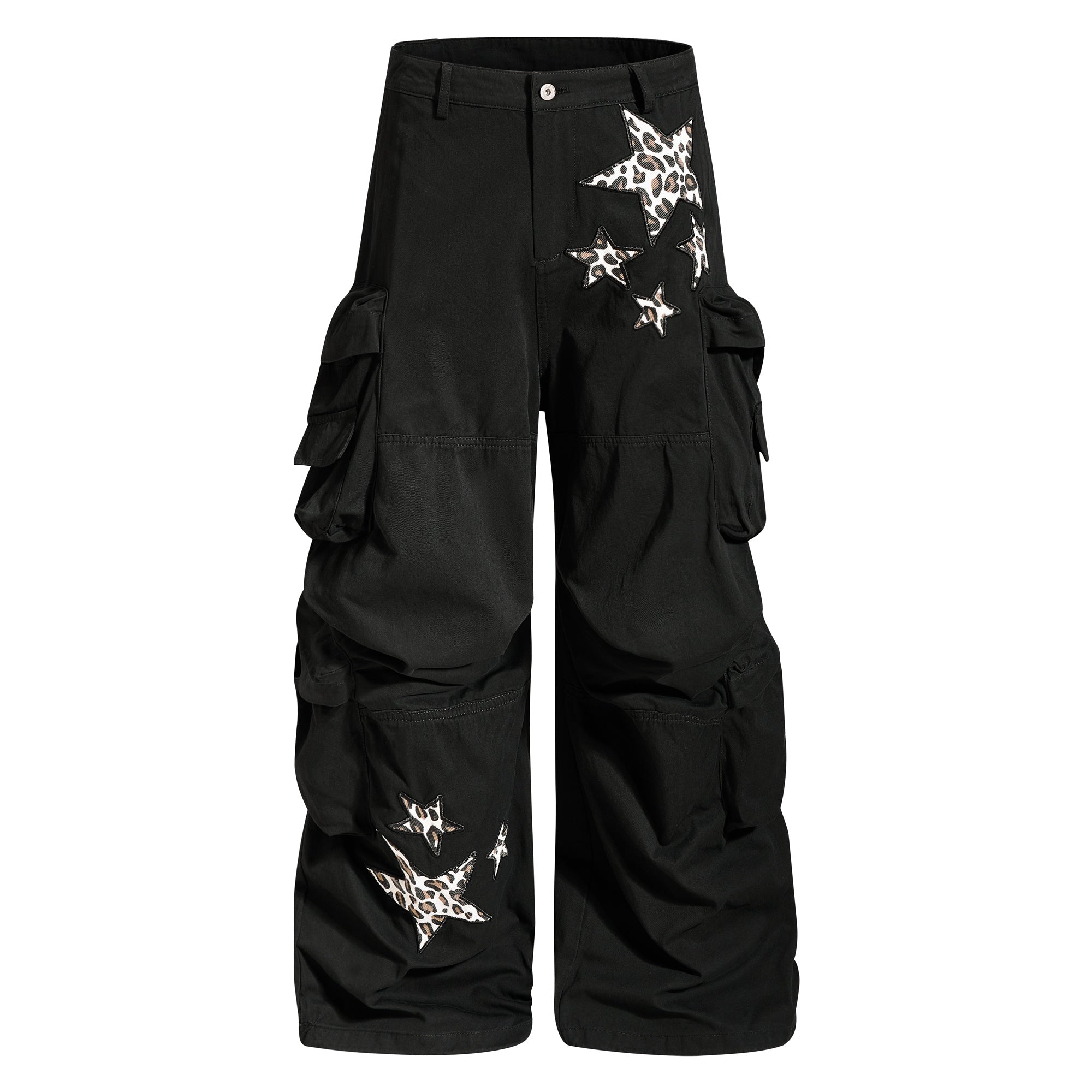 Leopard Star Multi-Pocket Cargo Pants | Y2K Streetwear