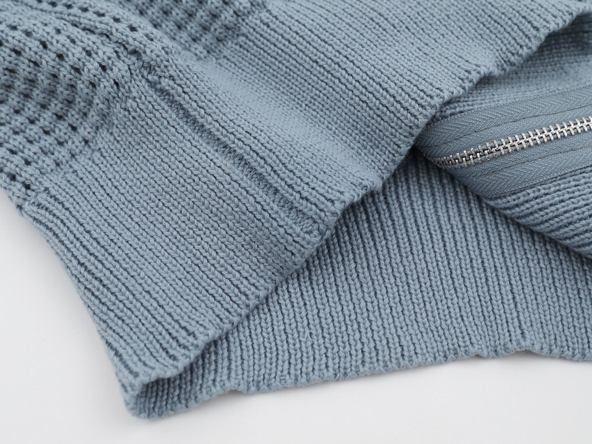 Omirad Waffle Knit Badge Zip Cardigan | Distressed Street Jacket