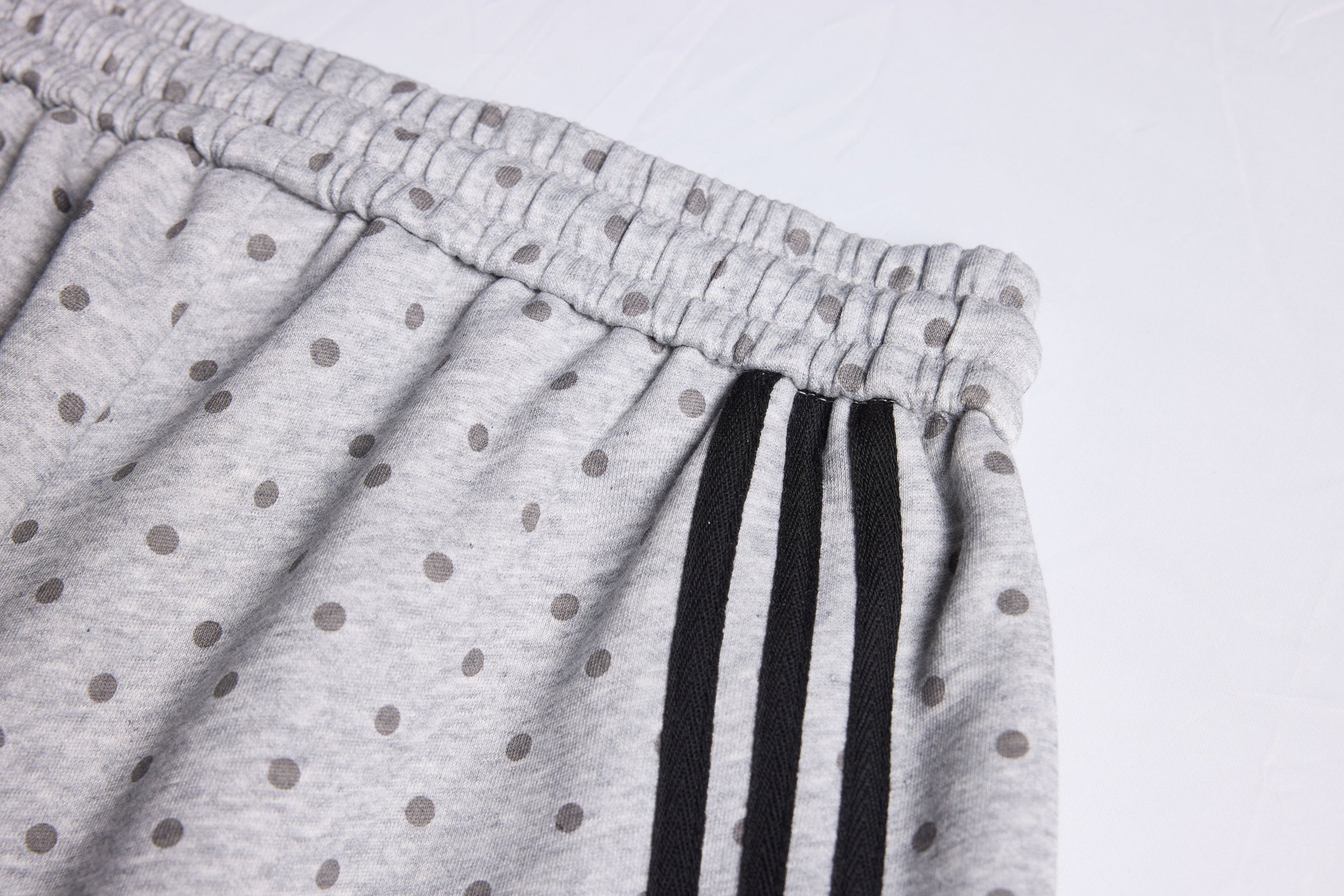 Polka Dot Wide-Leg Sweatpants with Stripe Detail | Omirad