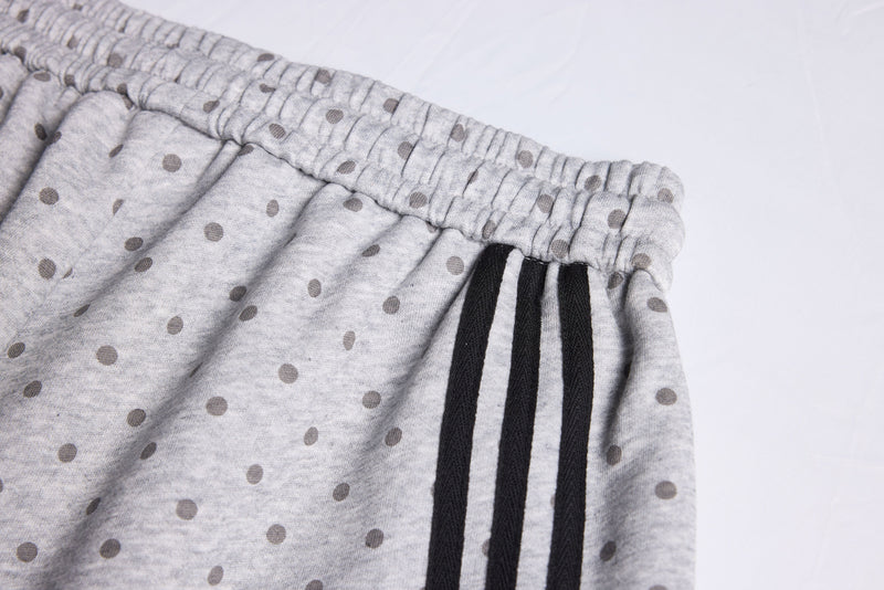 Polka Dot Wide-Leg Sweatpants with Stripe Detail | Omirad