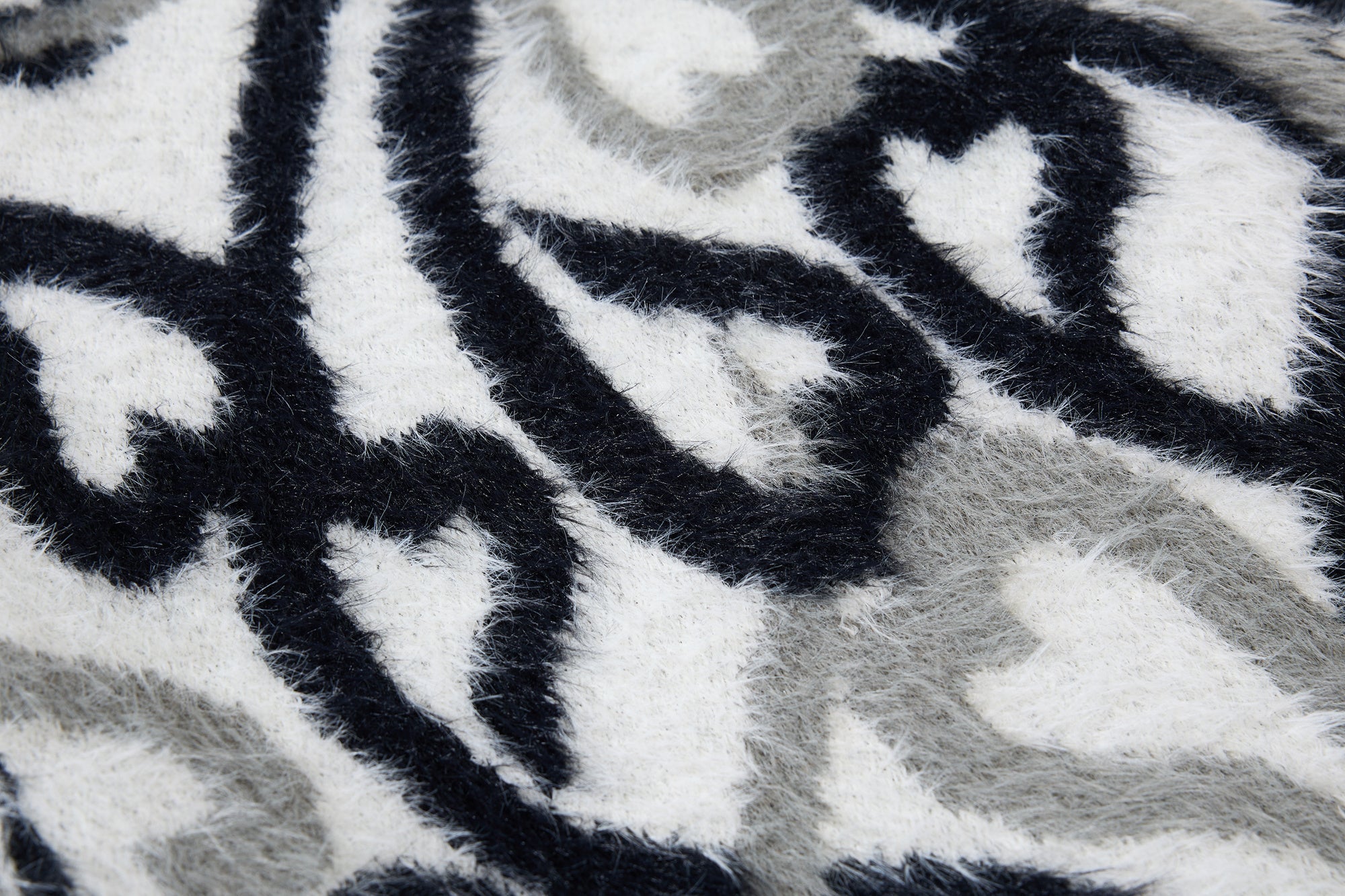 Abstract Flame Pattern Faux-Fur Zip Hoodie | Streetwear