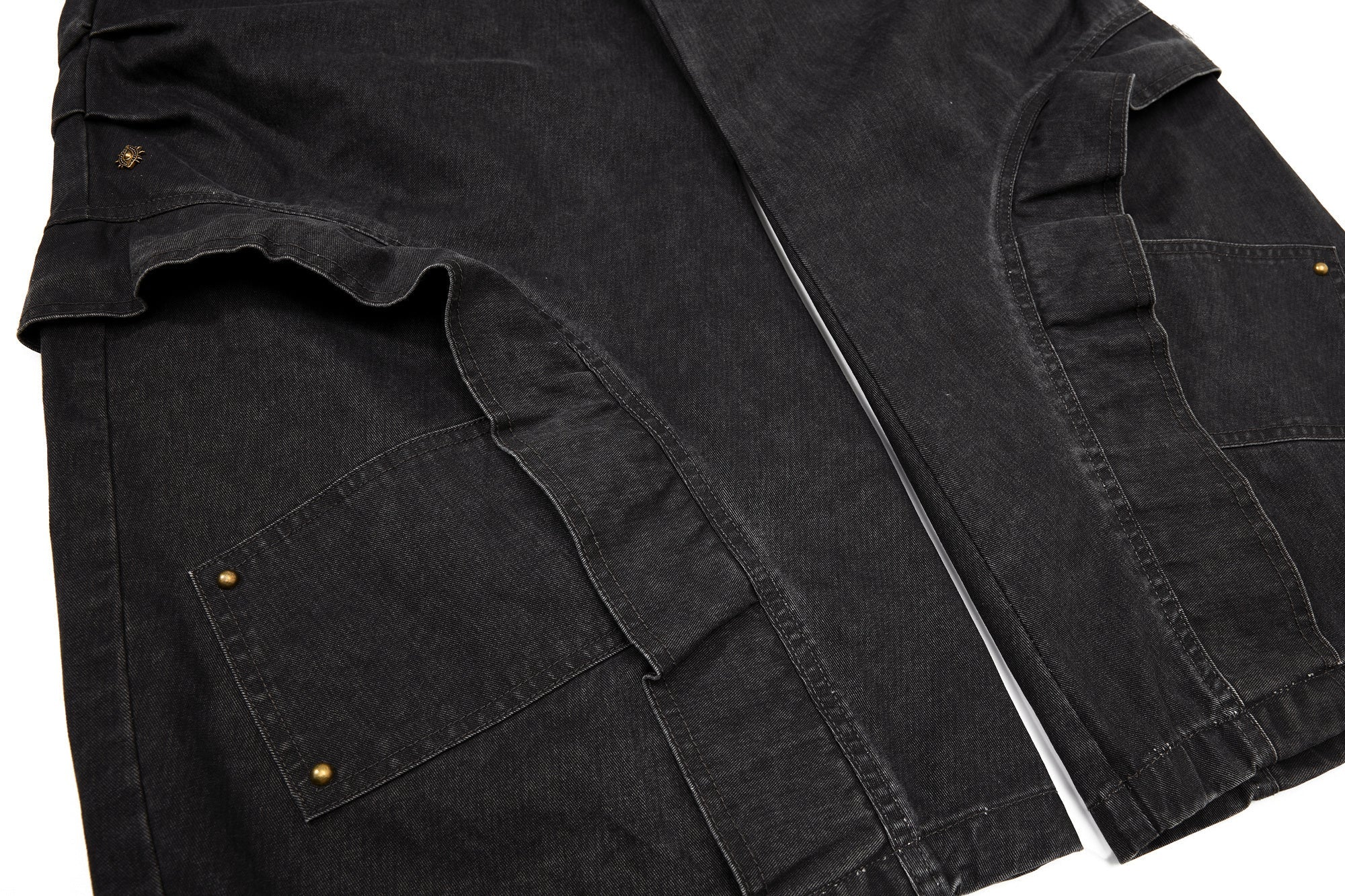 Multi-Zip Panel Cargo Denim Pants | Wide-Leg Streetwear