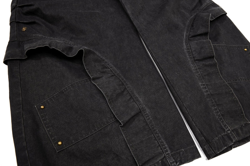 Multi-Zip Panel Cargo Denim Pants | Wide-Leg Streetwear