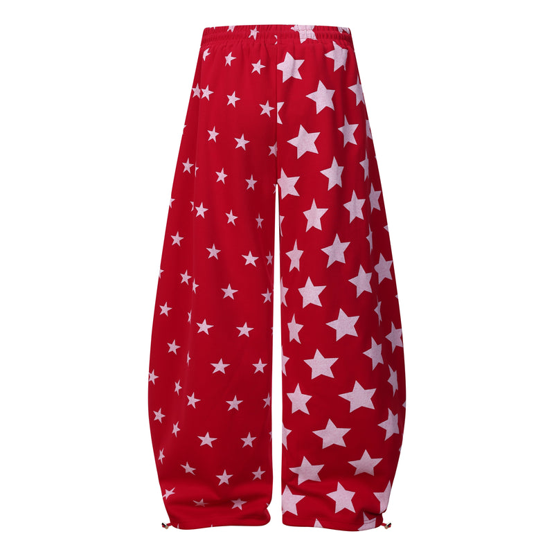 Starfield Wide-Leg Sweatpants | All-Over Star Print Streetwear