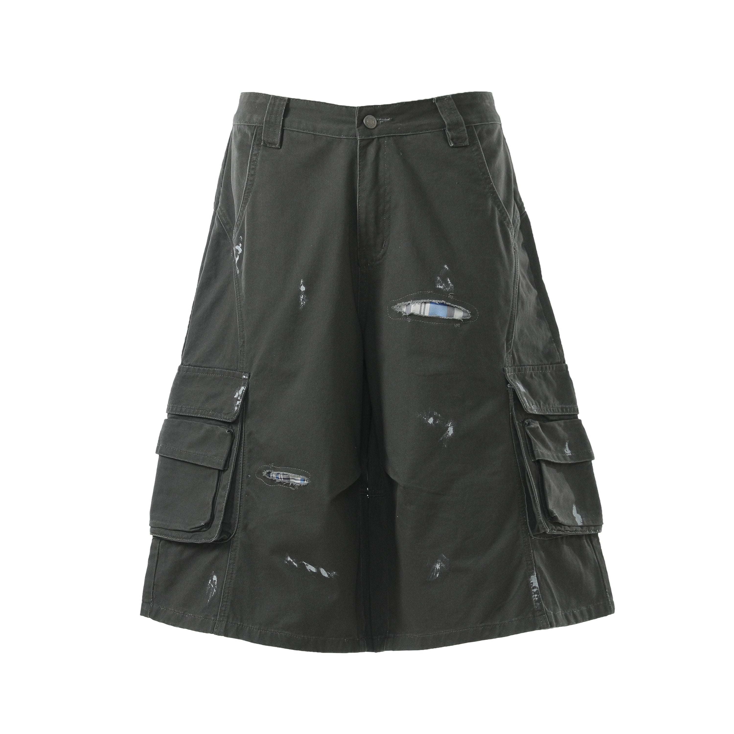 Omirad Distressed Utility Cargo Shorts | Wide-Leg Fit