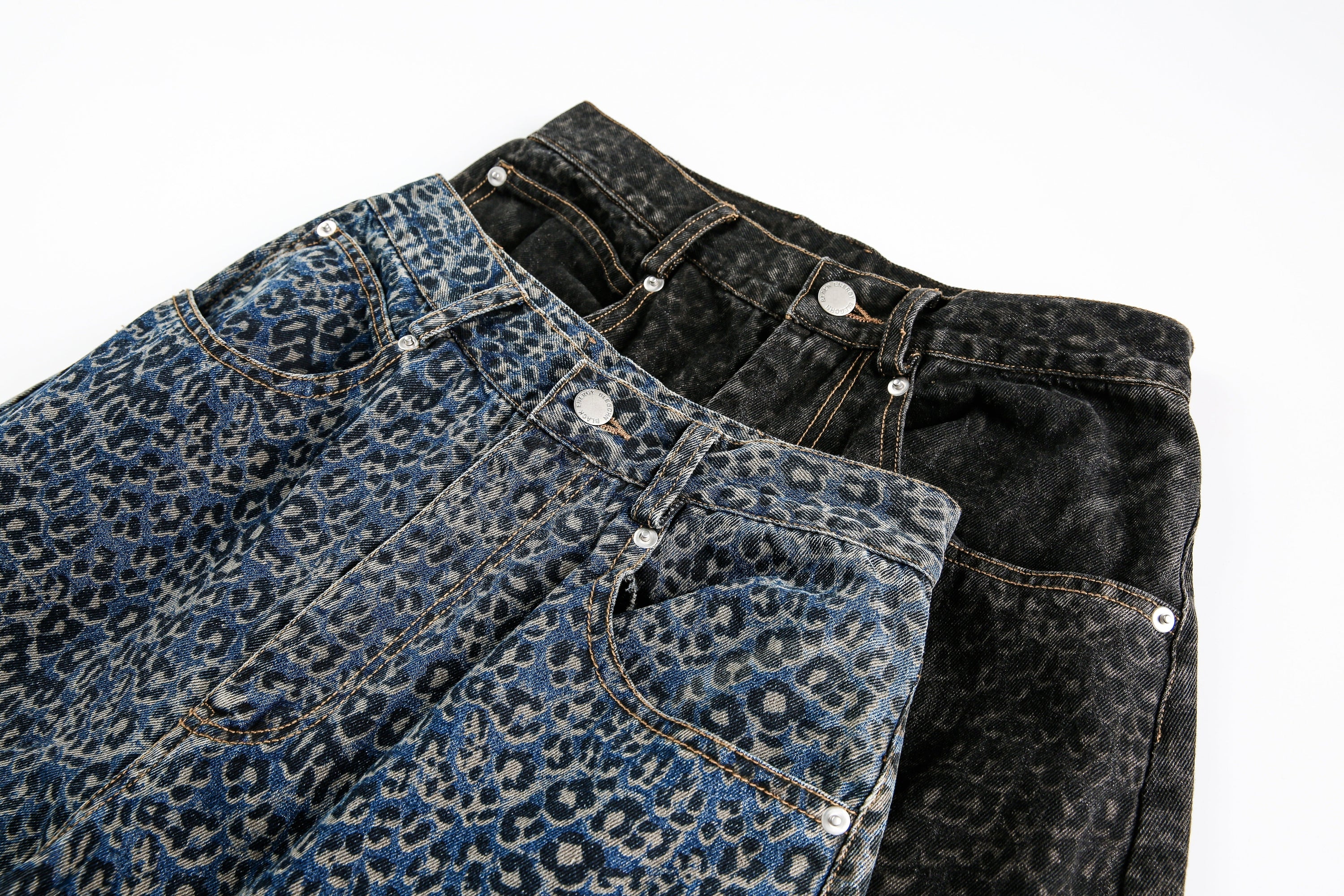 Leopard Print Barrel Leg Jeans | Wide Leg Street Denim