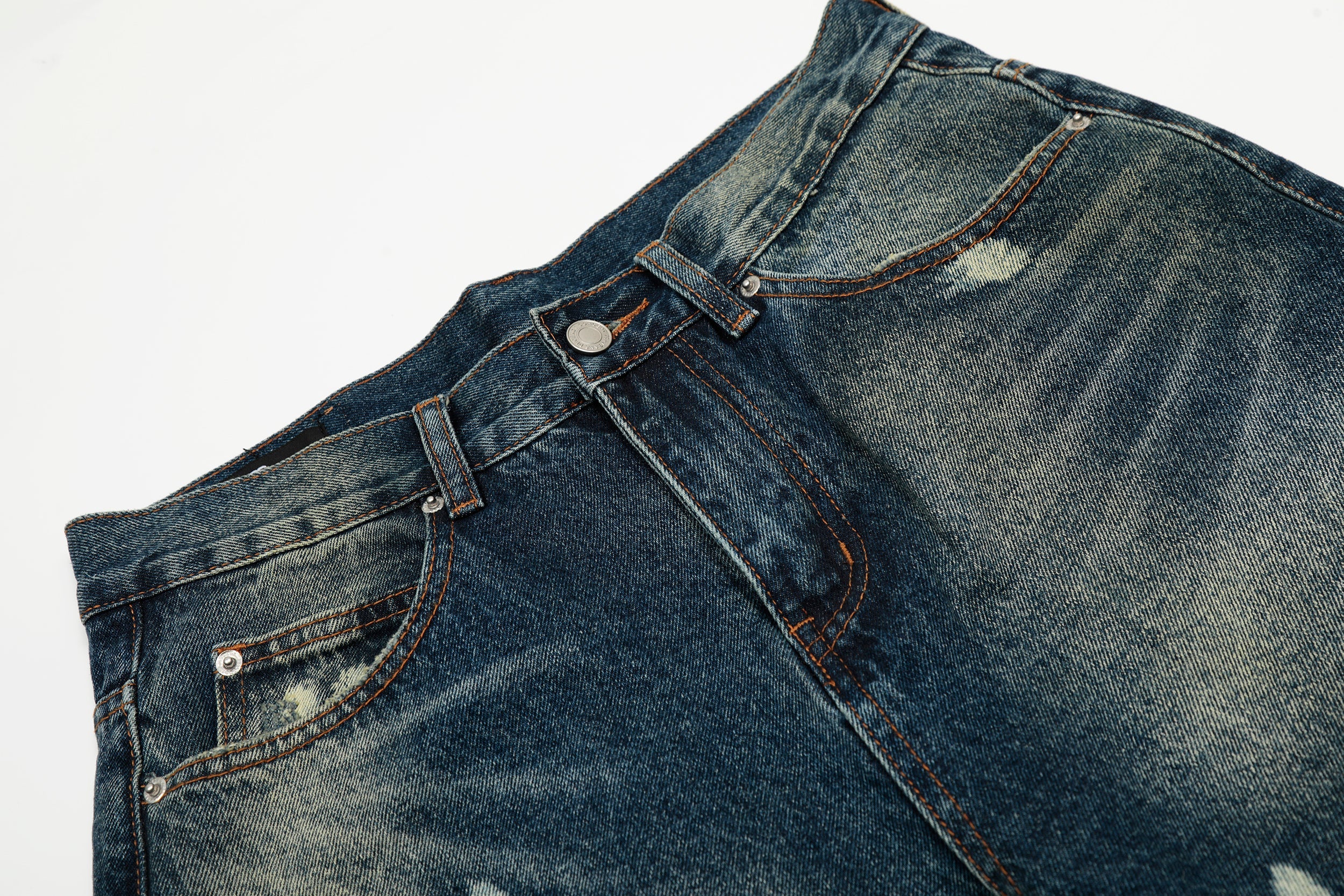 Omirad Vintage Wash Wide-Leg Jeans | Paint-Splatter Denim