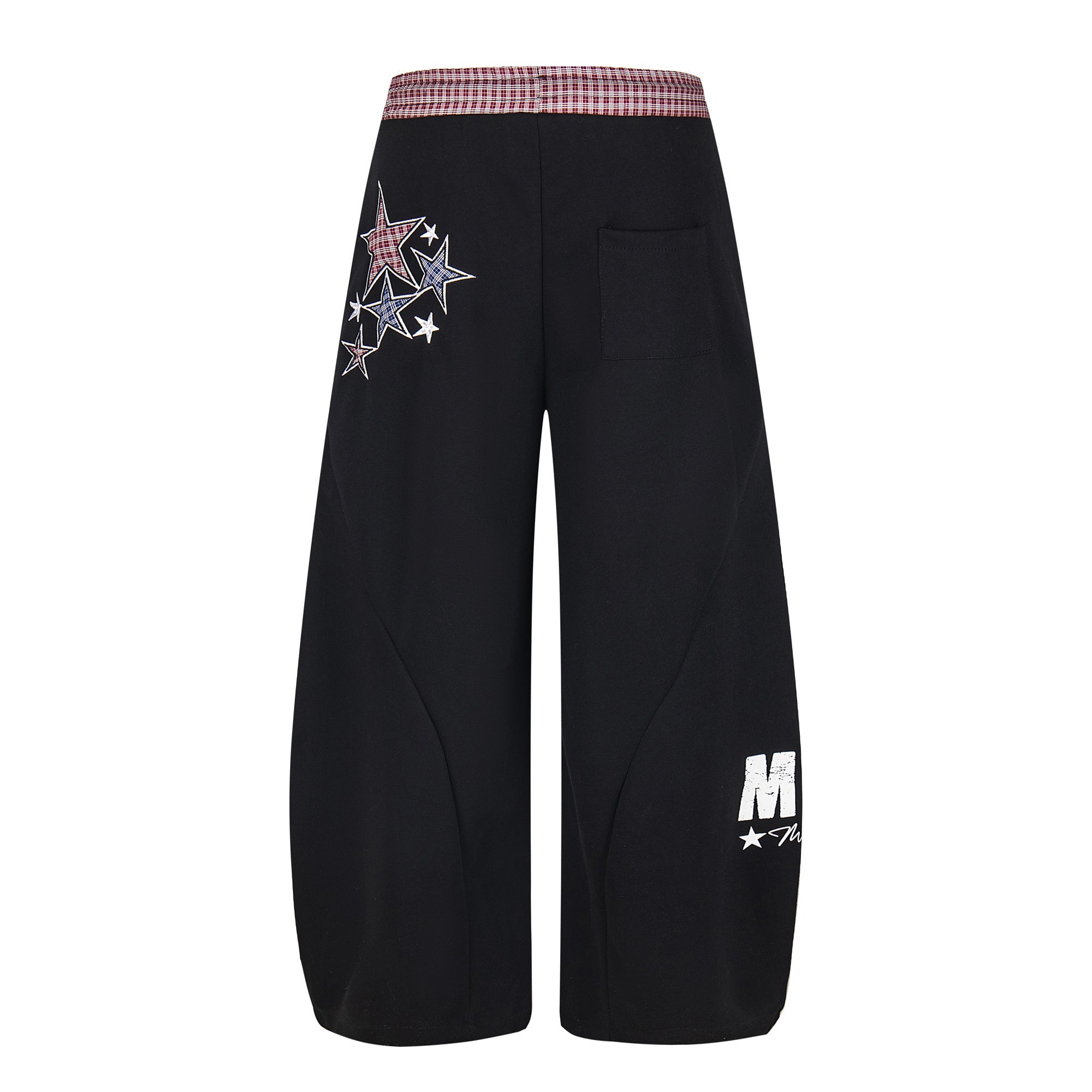 Double-Waist Checkered Print Wide-Leg Track Pants | Y2K Streetwear