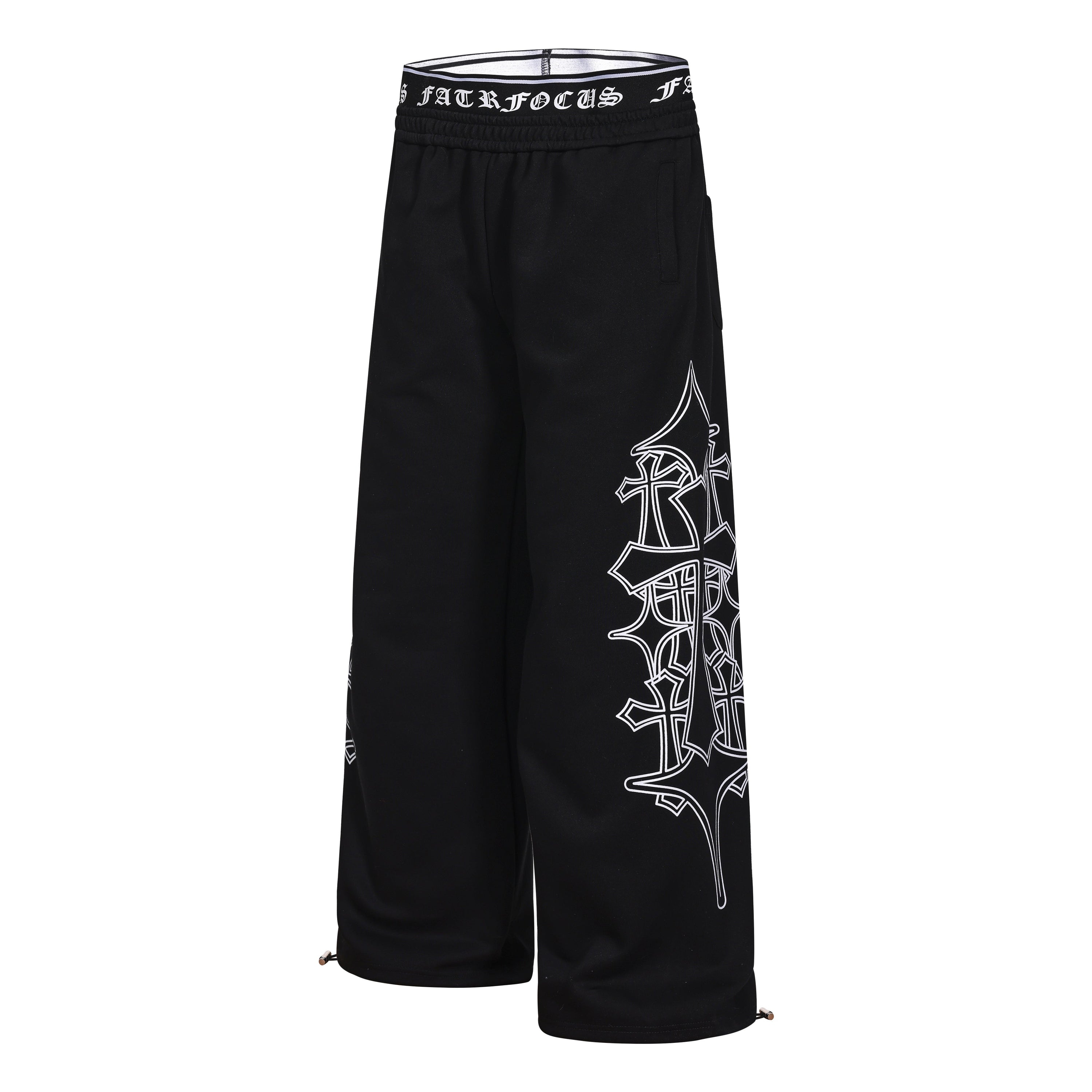 Gothic Outline Wide-Leg Sweatpants | Streetwear Joggers