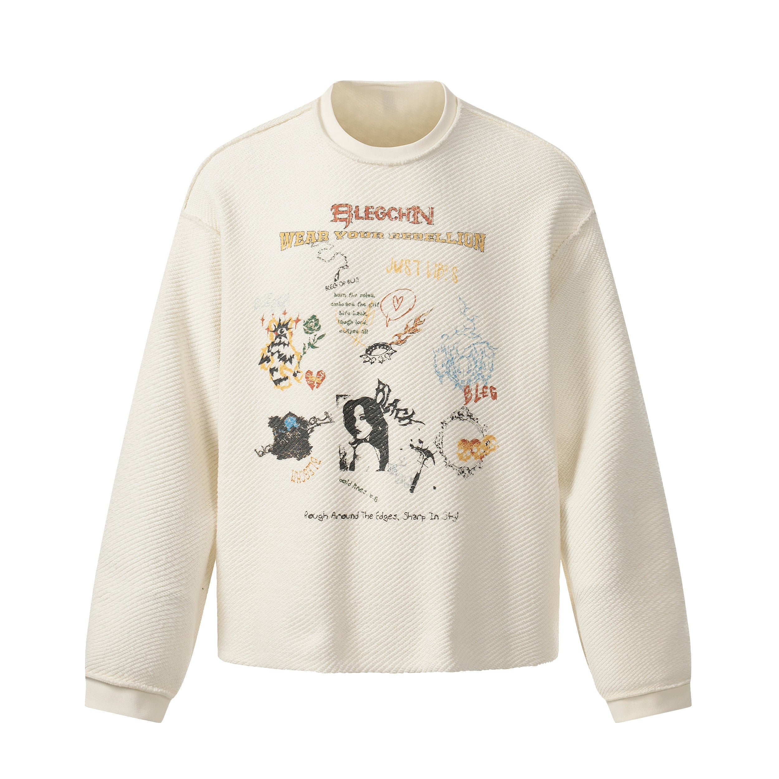 Collage Graphic Textured Sweatshirt | Streetwear Long Sleeve
