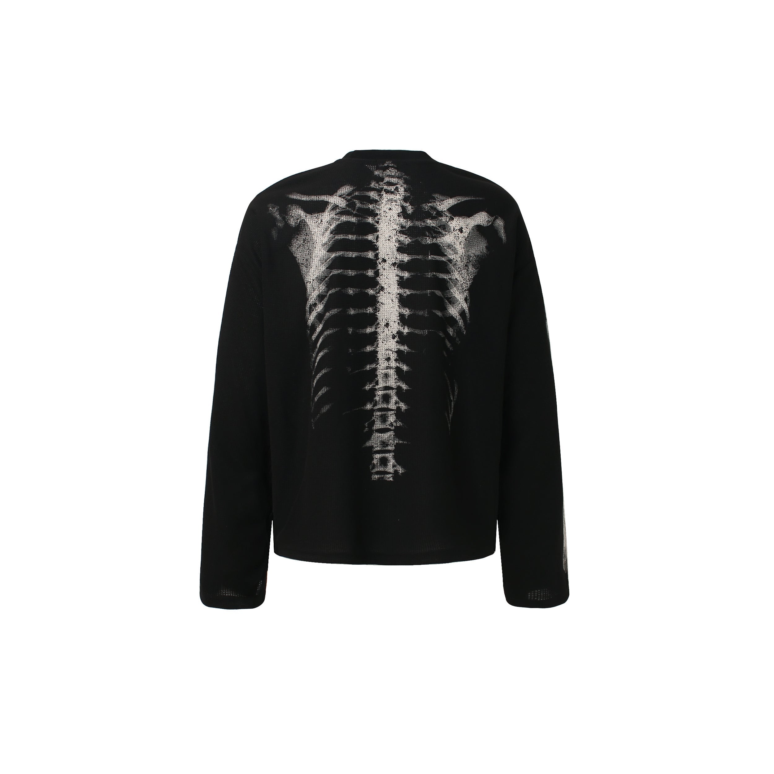Skeleton X-Ray Print Long Sleeve Waffle Tee | Omirad