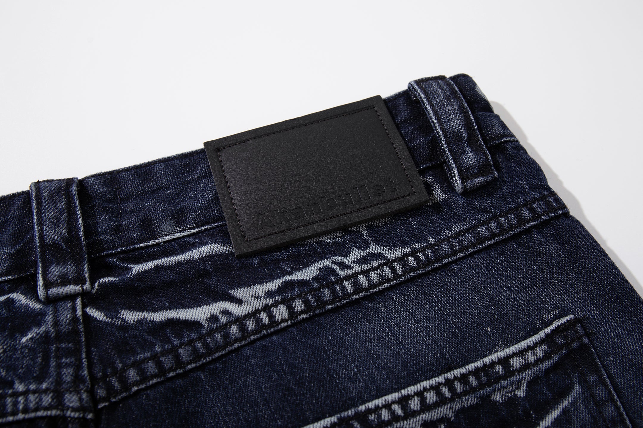 Omirad Cracked-Wash Wide-Leg Jeans | Deep Indigo Denim