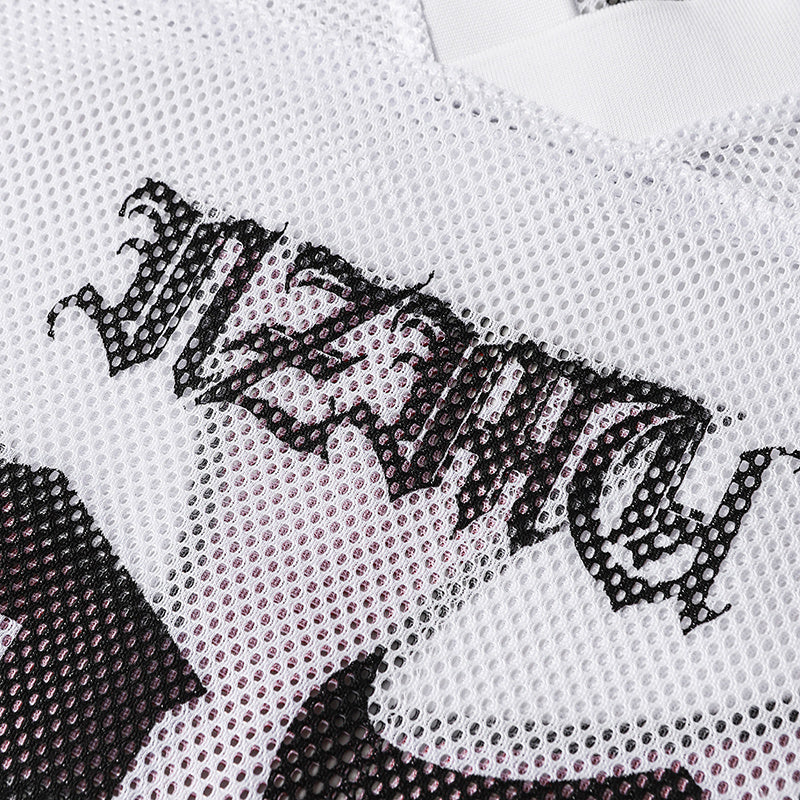 Gothic Cross Mesh Football Jersey | Number 97 Street Style