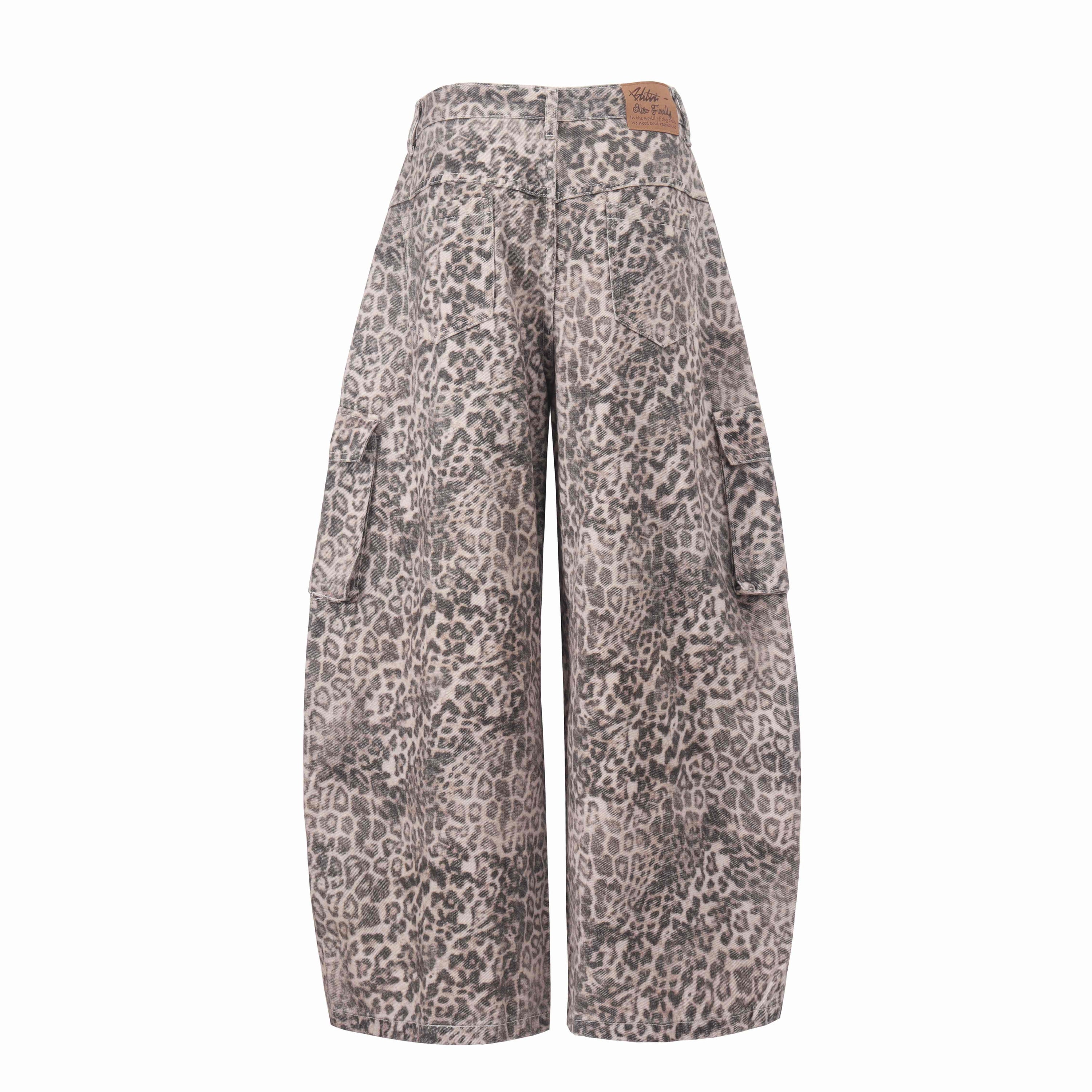 Leopard Print Cargo Baggy Jeans | Wide-Leg Y2K Streetwear