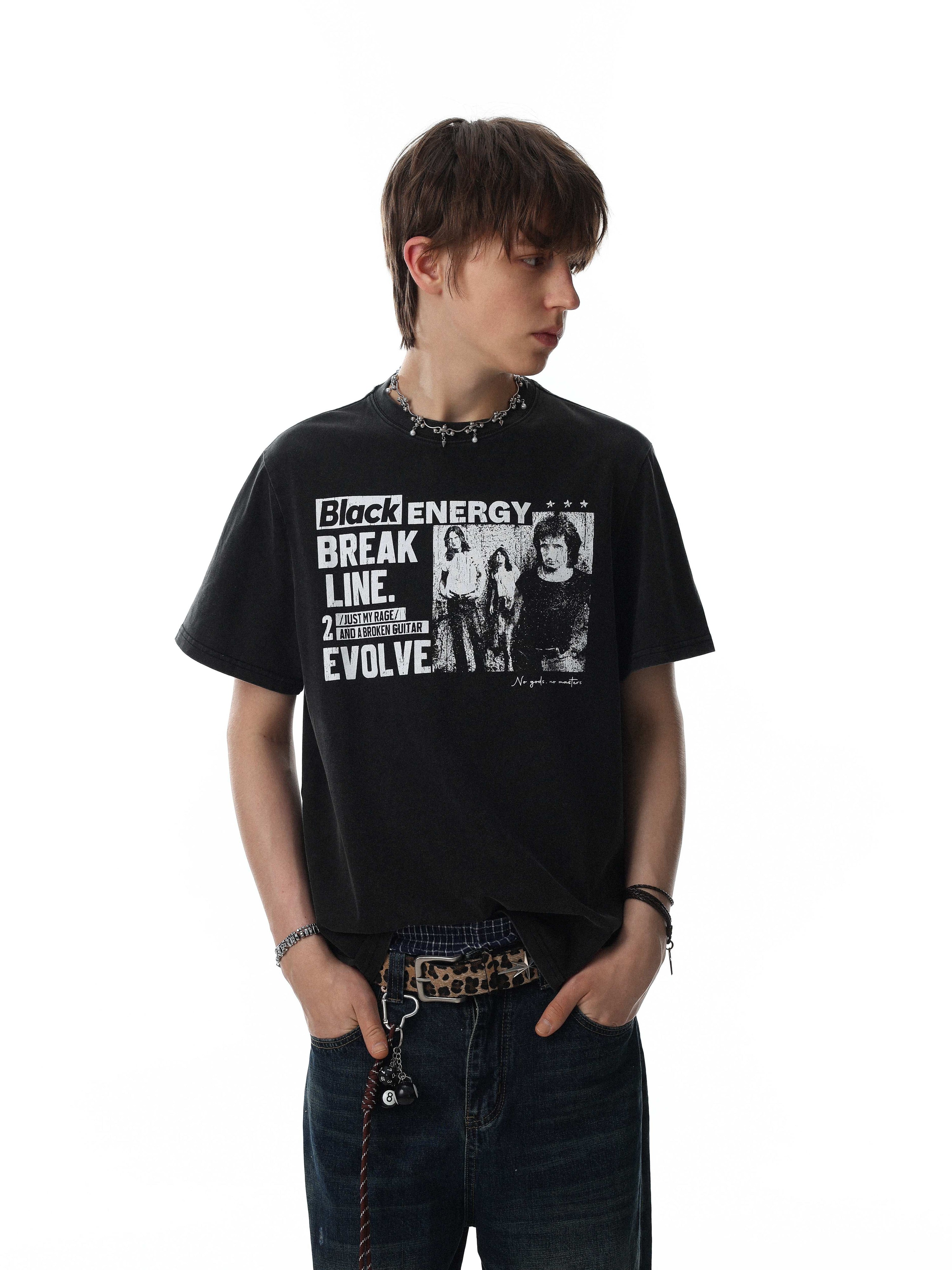 Omirad Break Line Vintage Washed Graphic T-Shirt