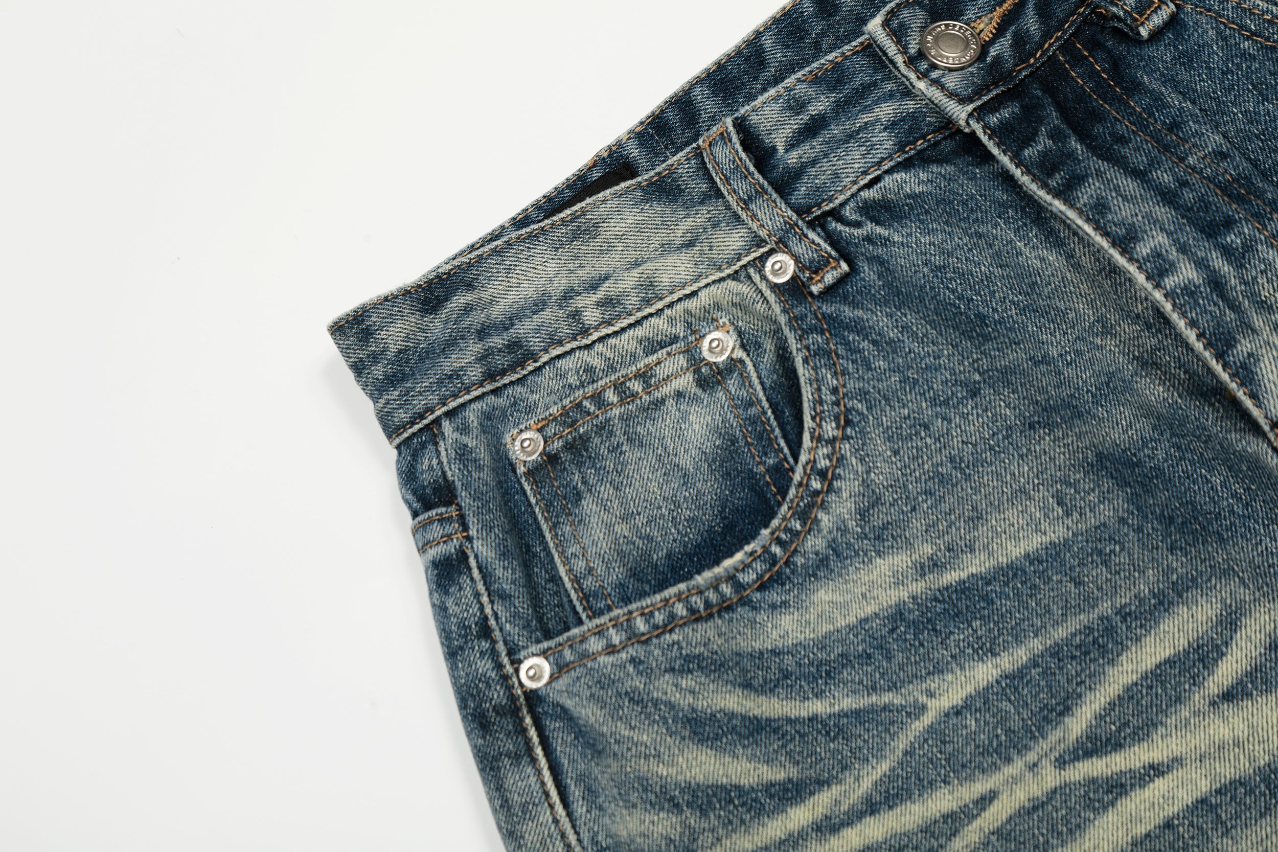 Omirad Vintage Washed Distressed Wide-Leg Jeans