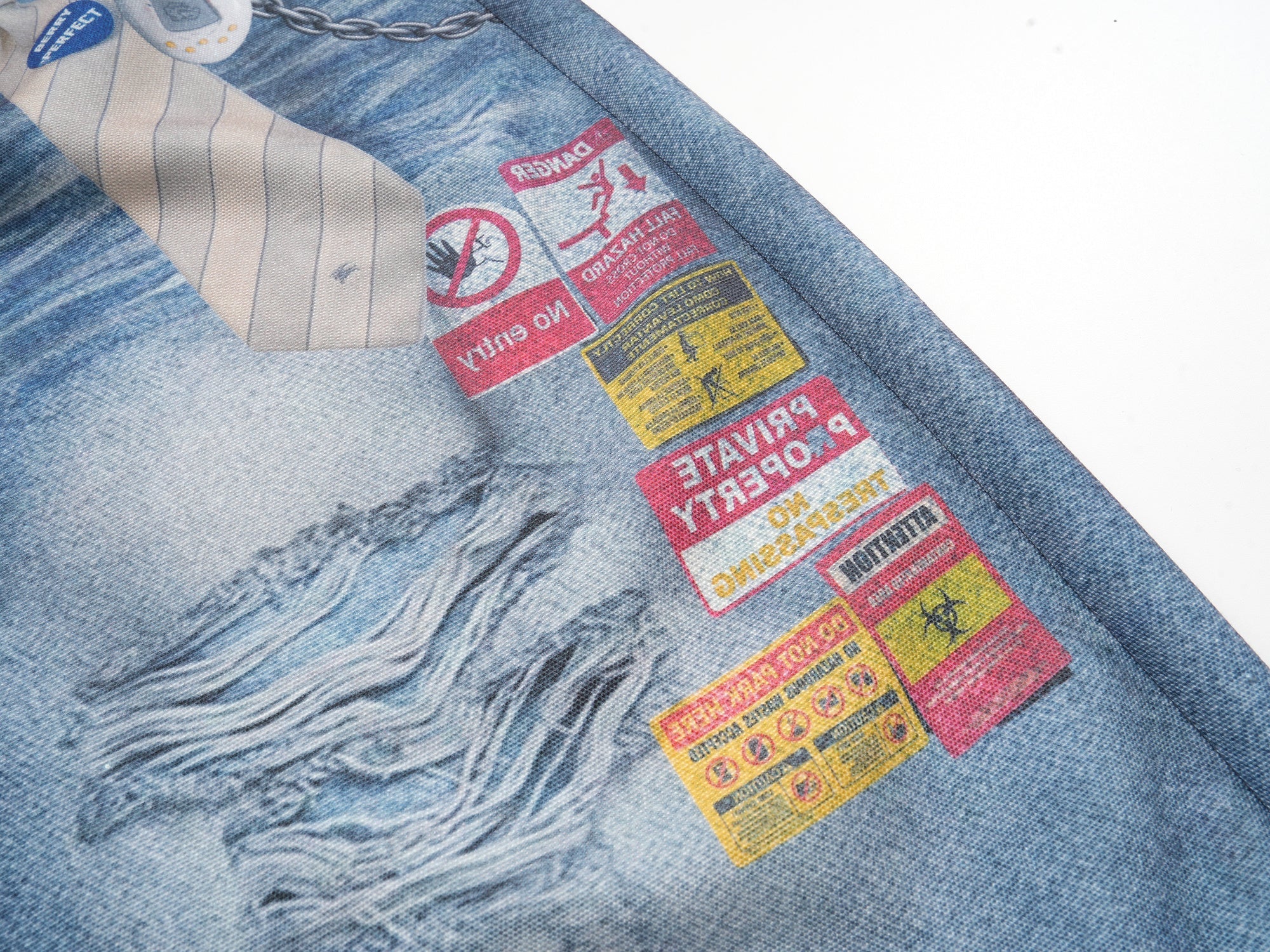 Trompe-L'œil Wide-Leg Denim Print Pants | Y2K Streetwear