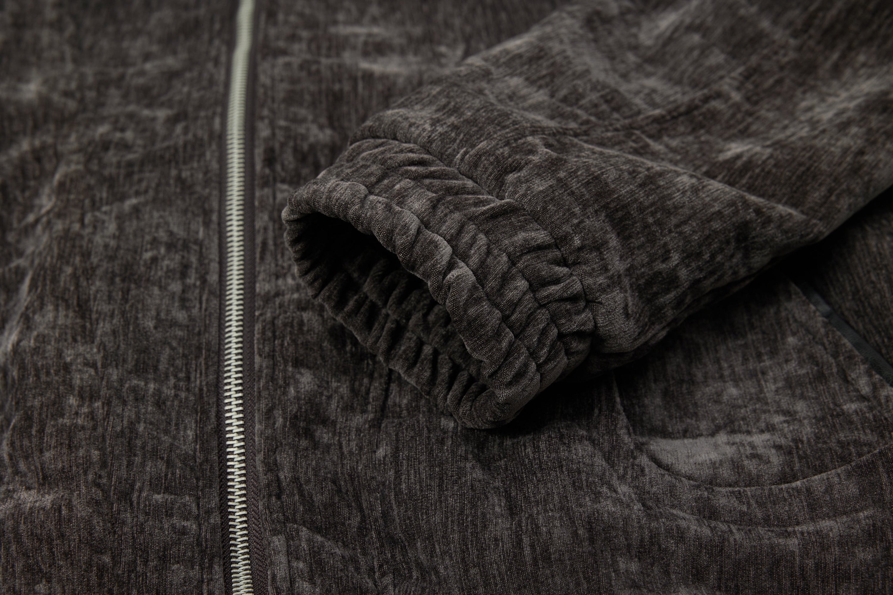 Omirad Chenille Bomber Jacket with Faux-Leather Collar