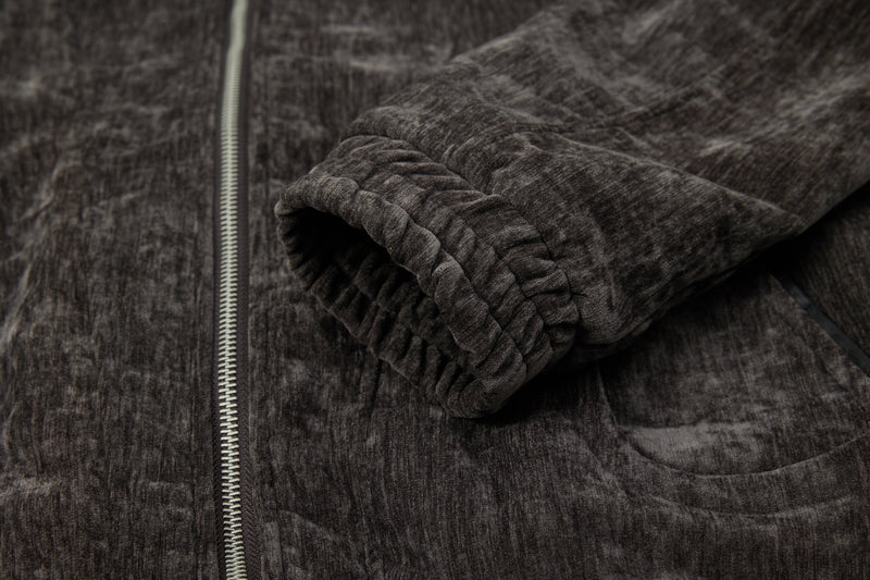 Omirad Chenille Bomber Jacket with Faux-Leather Collar