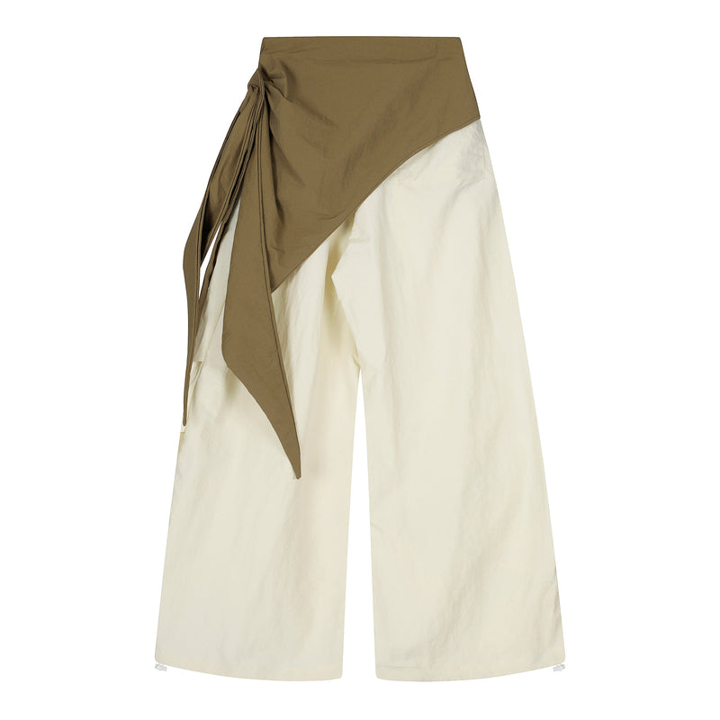 Omirad Draped Sash Wide-Leg Pants | Sculptural Streetwear