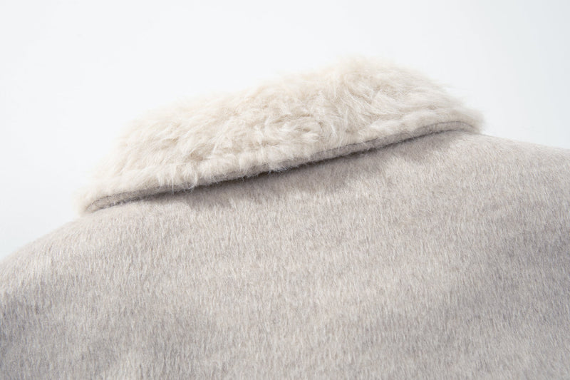 Faux Fur Collar Belted Cropped Jacket | Omirad