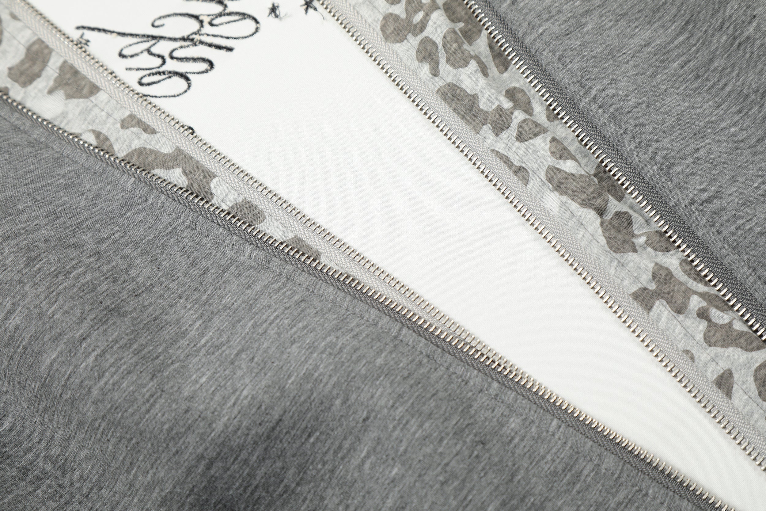 Omirad Double-Layer Zip-Up Hoodie | Grey Leopard Inner