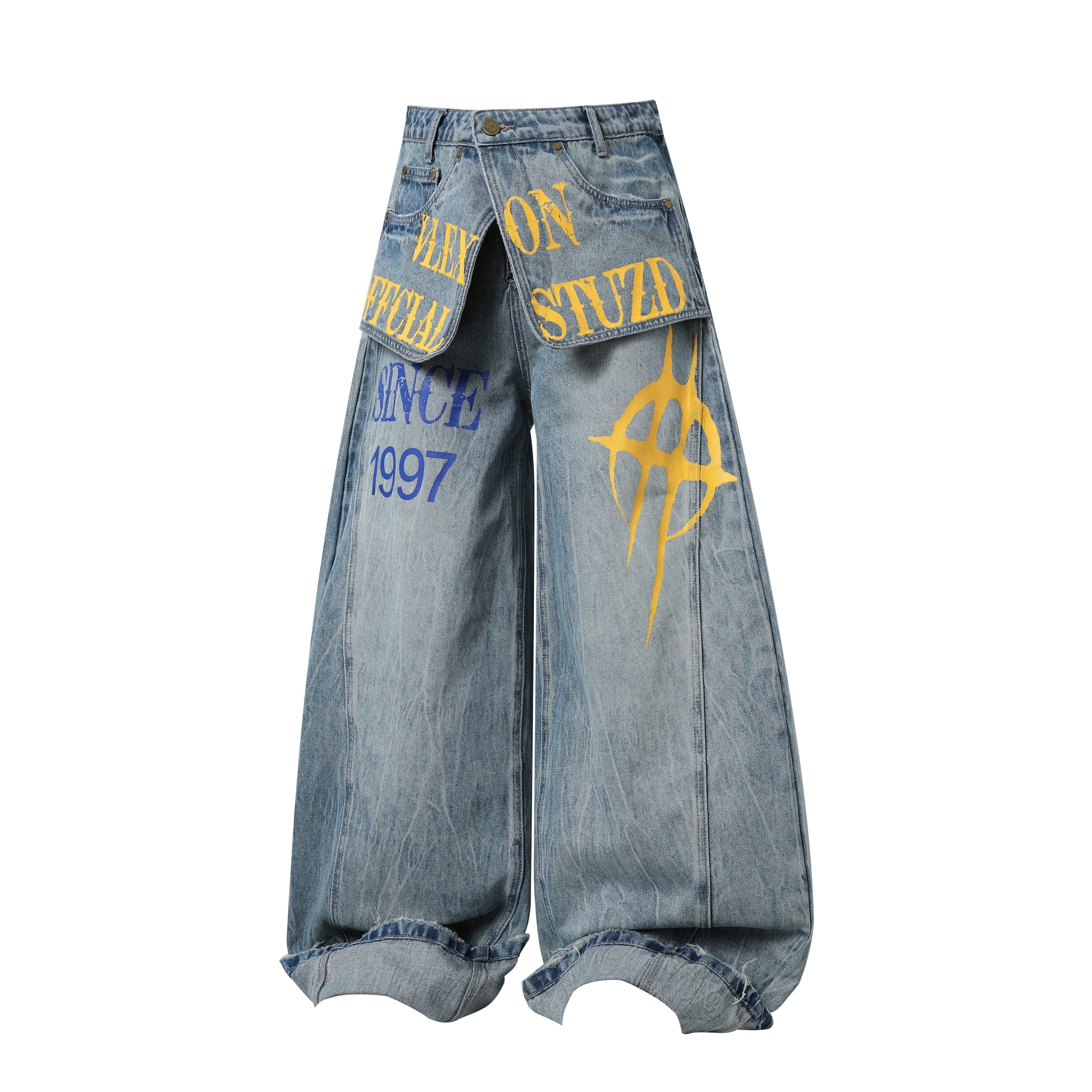 Omirad Graphic Wide-Leg Denim Pants | Bold Streetwear Jeans