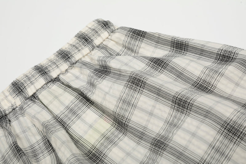 Ruched Plaid Wide-Leg Pants | Oversized Streetwear Bottoms