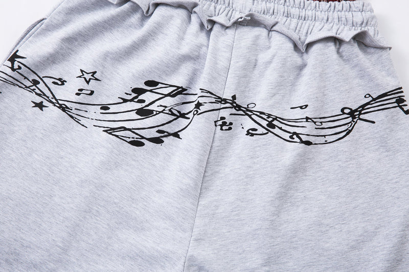 Music Note Graphic Wide-Leg Sweatpants | Streetwear Comfort