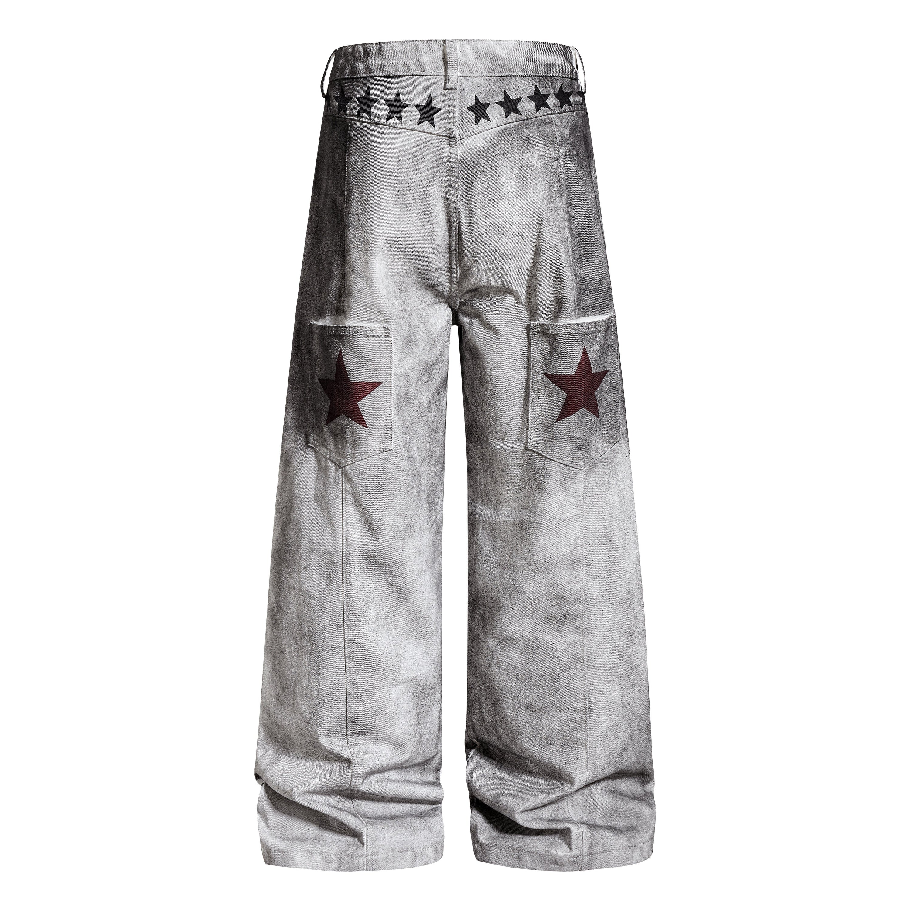 Omirad Graphic Washed Wide-Leg Pants | Streetwear Denim