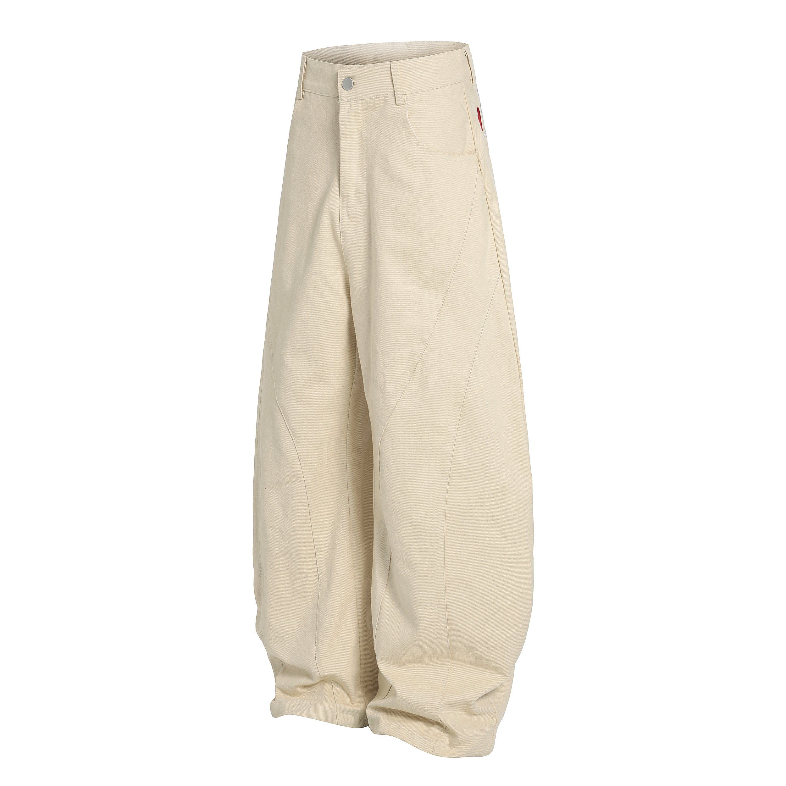 Omirad Curve-Stitch Wide-Leg Canvas Pants | 100% Cotton