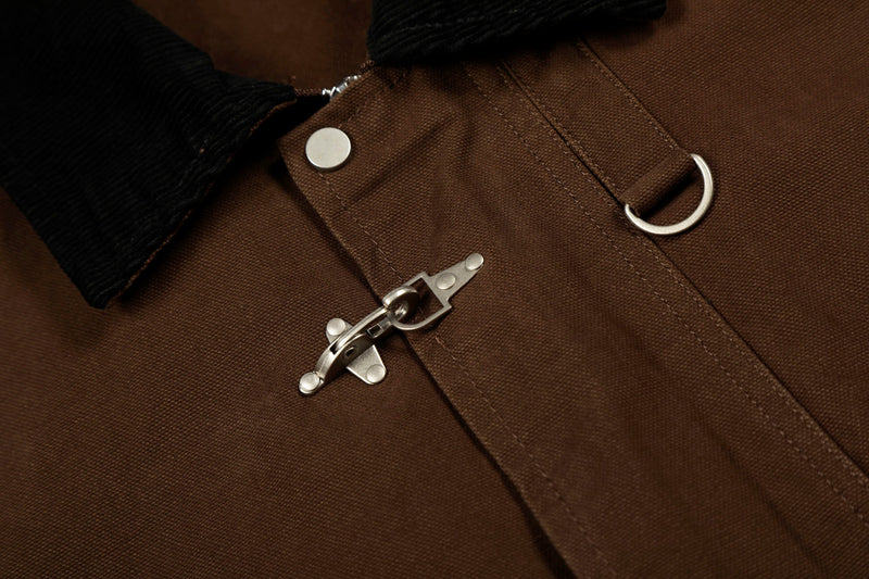 Metal Toggle Cotton Work Jacket | Utility Streetwear