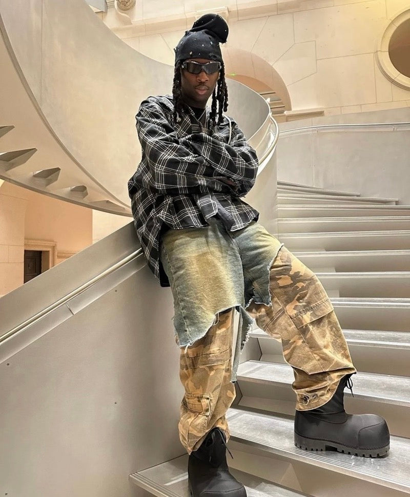 Omirad Layered Camo Denim Hybrid Cargo Pants