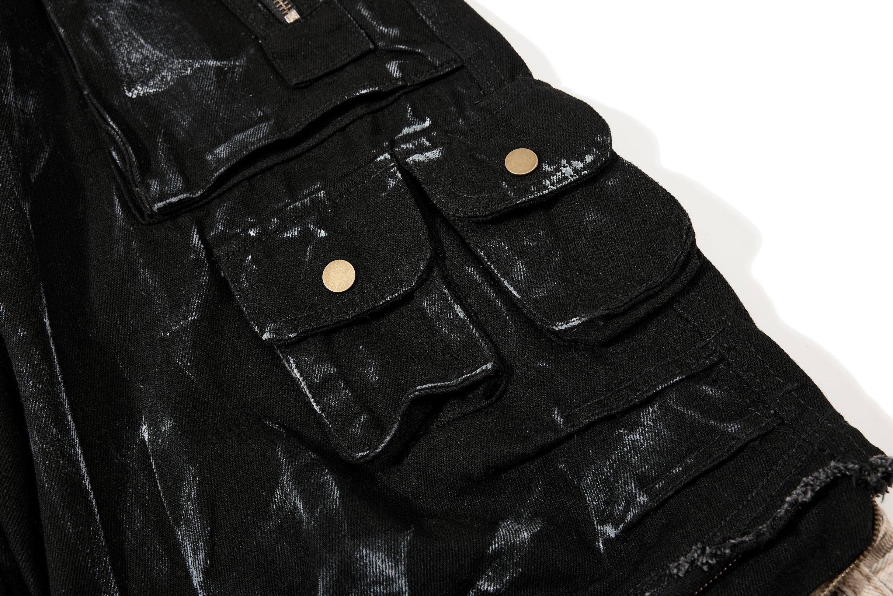 Omirad Washed Utility Cargo Denim Pants | Layered Streetwear