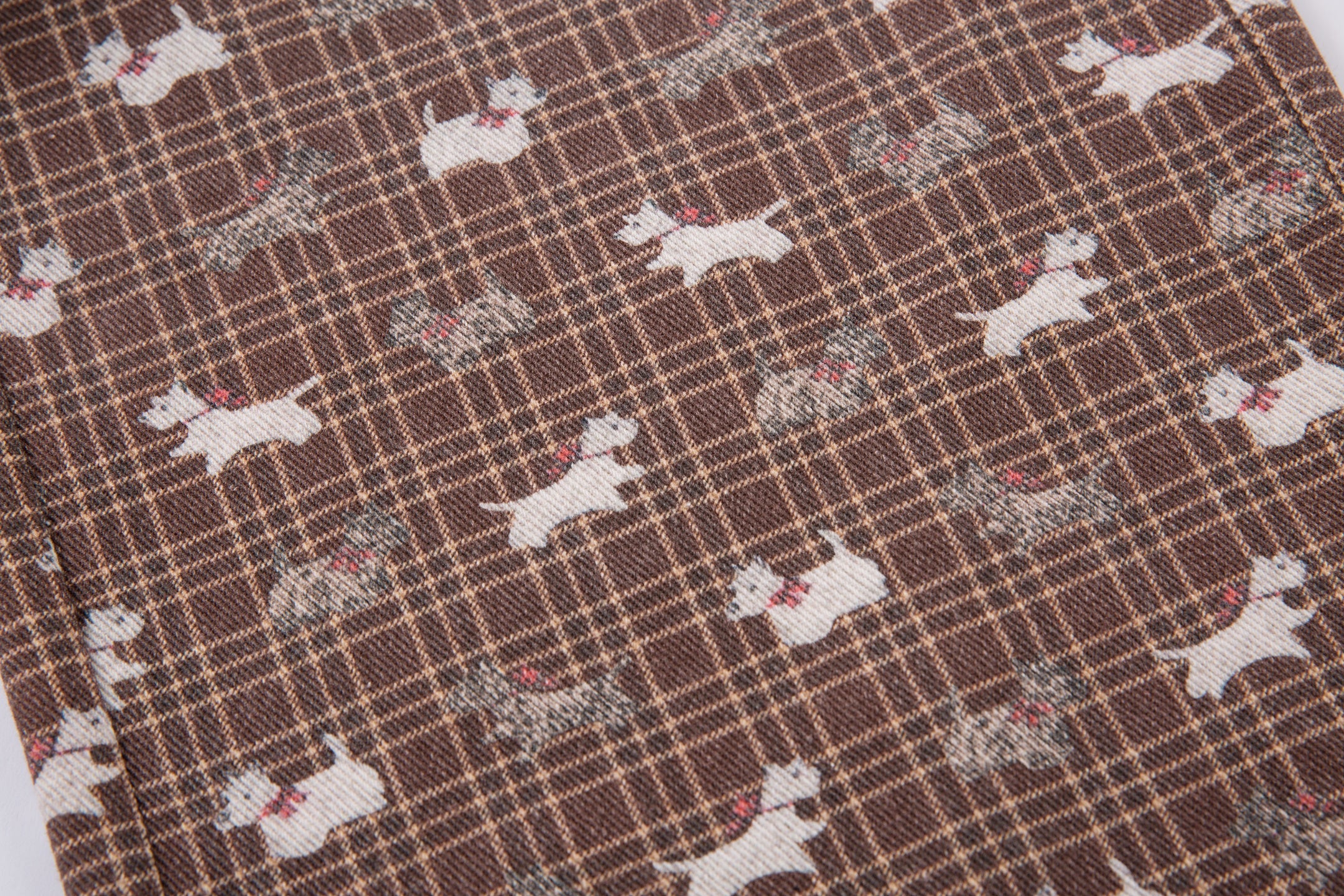 Retro Dog Print Plaid Wide-Leg Pants | Vintage Style