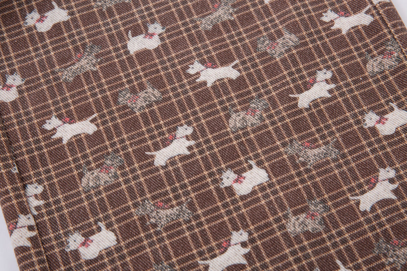Retro Dog Print Plaid Wide-Leg Pants | Vintage Style