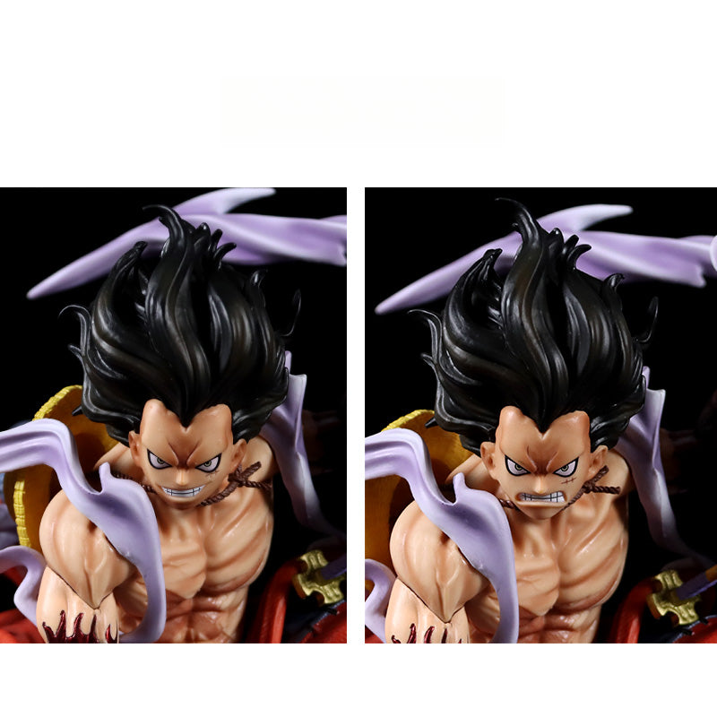 One-Piece Luffy Actionfigur-39 cm PVC-Statue mit austauschbaren Kopf- und Leuchtfunktionen