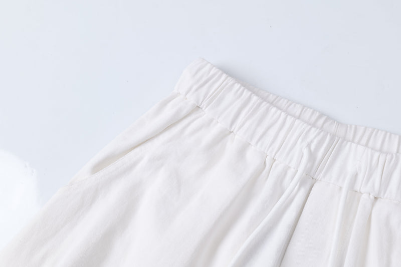 Omirad Distressed Wide-Leg Pants | White Cotton Barrel Fit