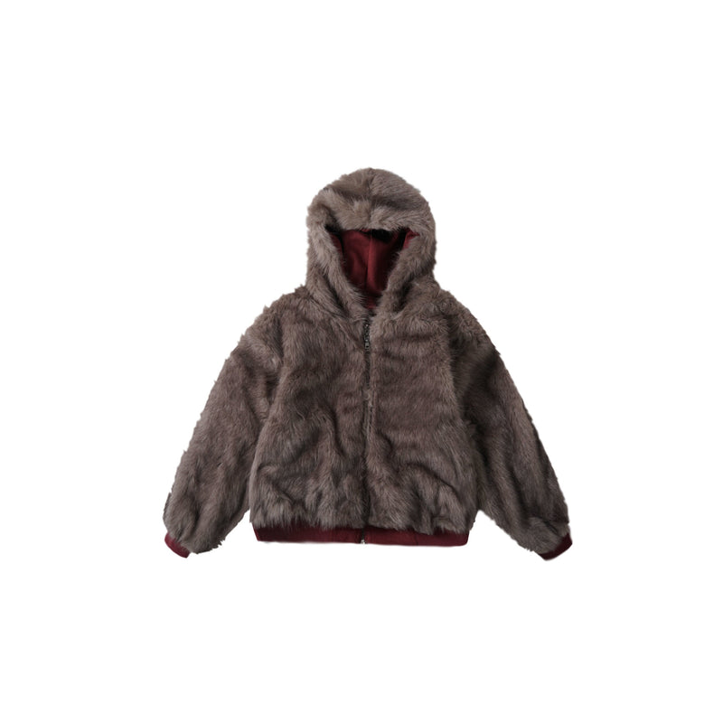 Omirad Reversible Faux Fur Hooded Jacket | Two Looks in One