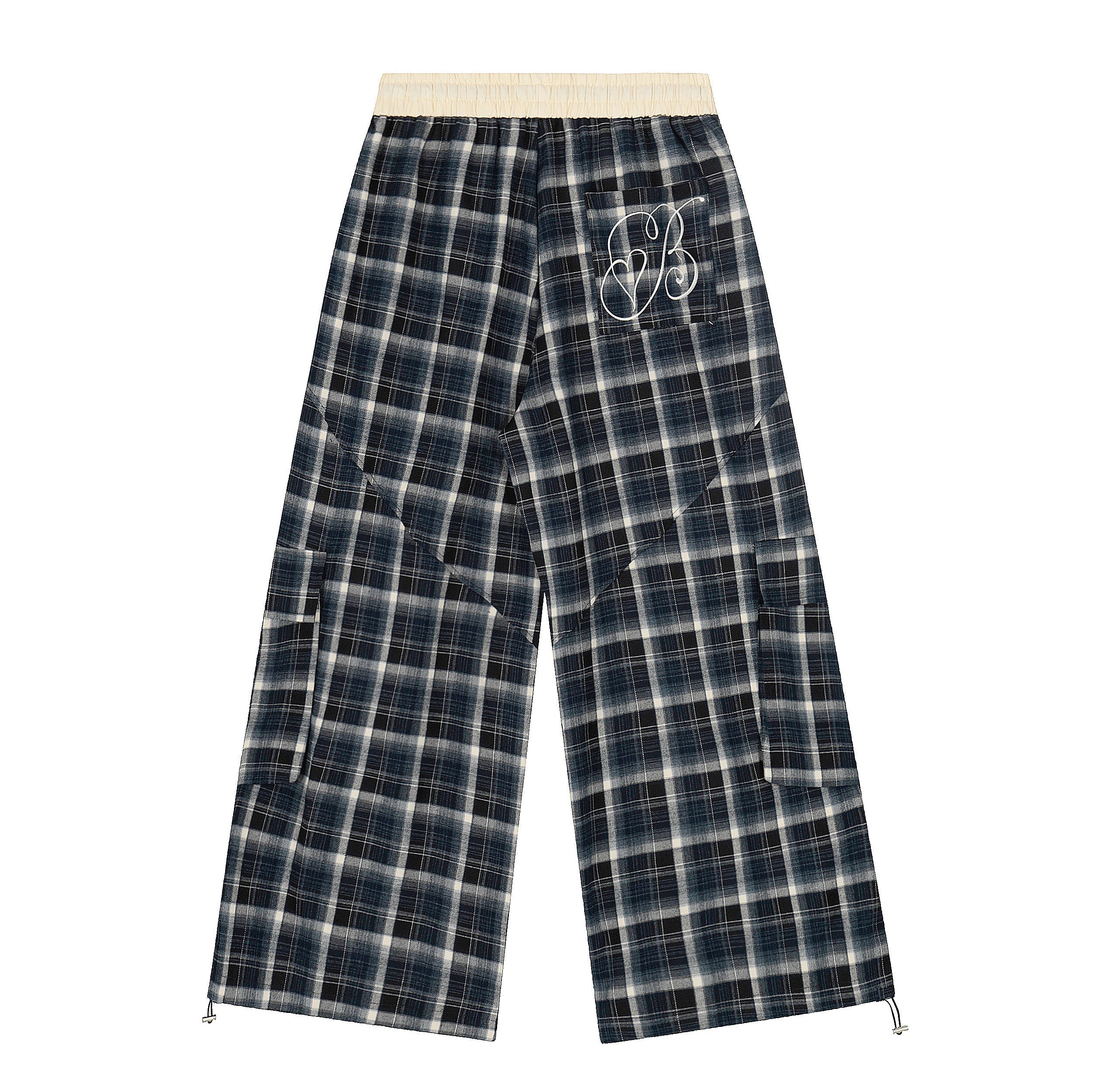 Plaid Cargo Wide-Leg Pants | Patchwork Streetwear Trousers