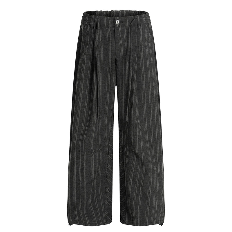 Omirad Striped Wide-Leg Pants | Pleated Pinstripe Trousers