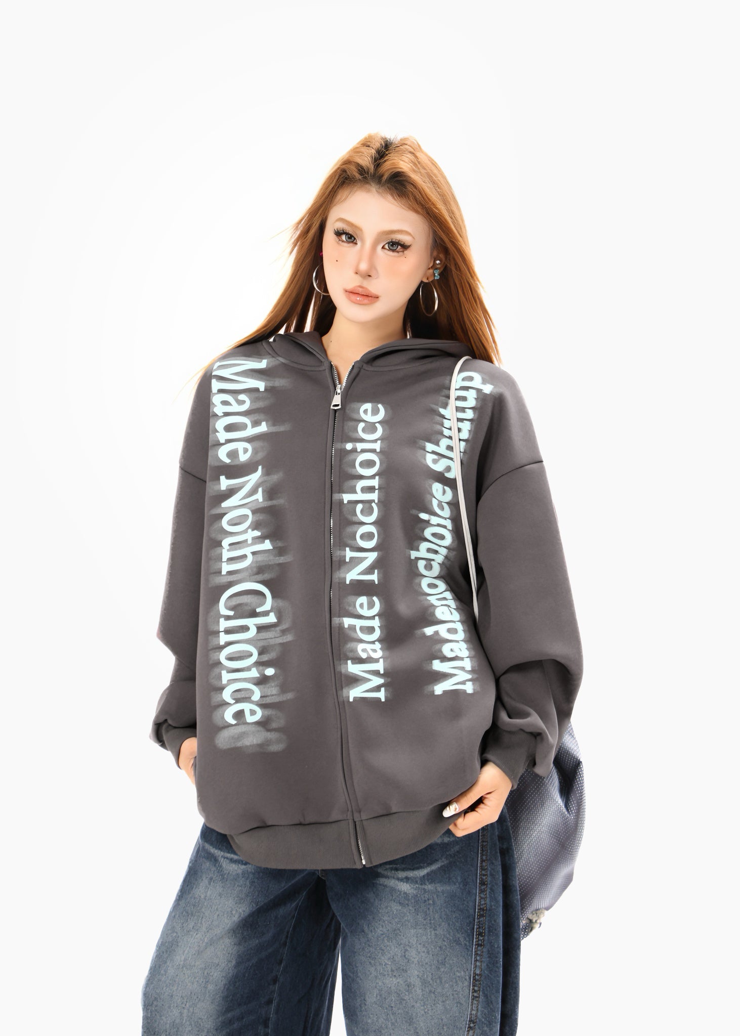 Omirad Gradient Letter Zip Hoodie | Streetwear Statement